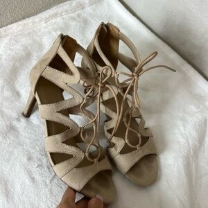 Fergalicious by Fergie Booties Spike Heel Peep Toe Sandals Women's Size 9
